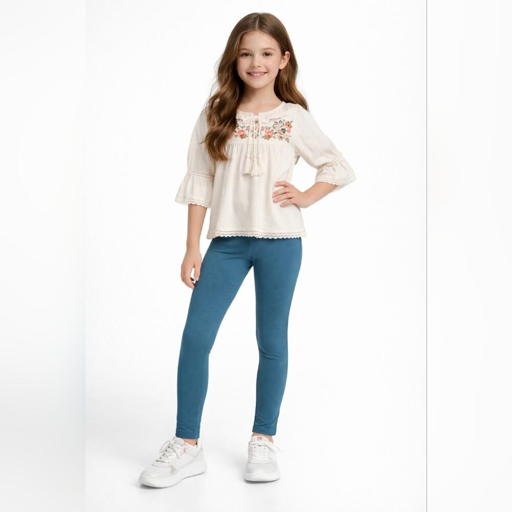 NWT  Toto Heros Stylish Uber Soft Teal Kids Leggings  Sz. 9-10 (140) #1873